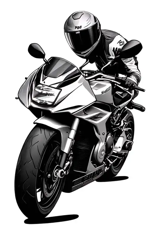 Kawasaki Z900 Motorcycle With Motorcycle Helmet