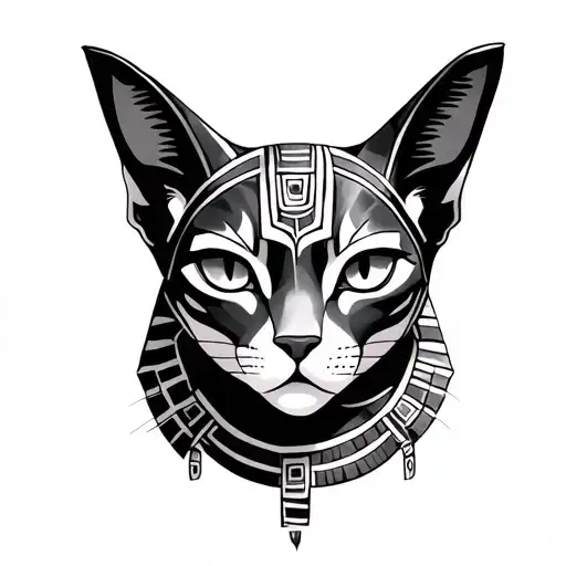 Bastet Egyptian Goddess Face Front View