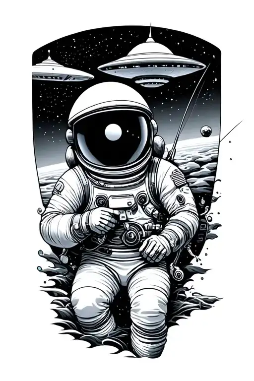 Spaceman Fishing With Ufo
