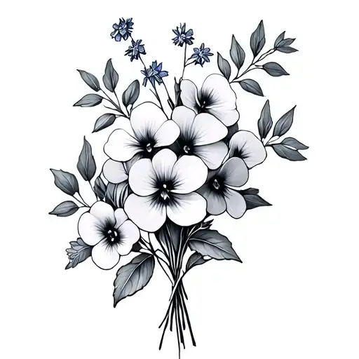 Violets And Larkspurs Tiny Bouquet