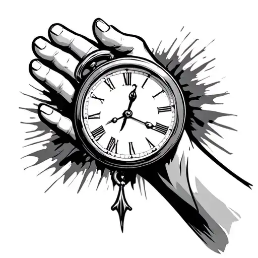 Clock Stop On The Wrist And Hand Character