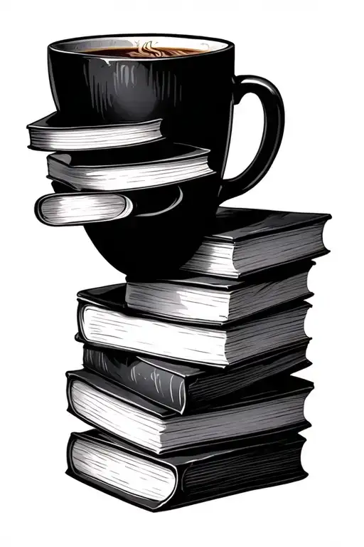 Coffee Mug And Books Forming The Shape
