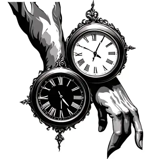 Two Clocks Embed On The Wrist And The Hand