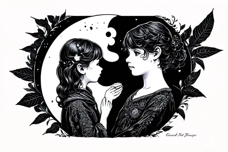 Grandchild And Moon Shining