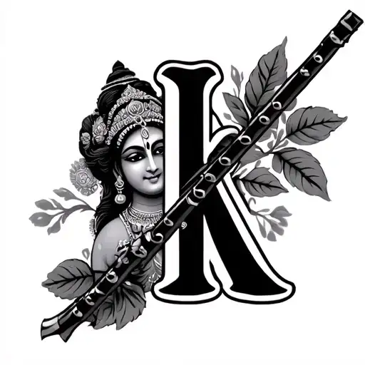 Krishna Flute With K Letter