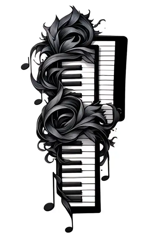 Keyboard And Notes Intertwined