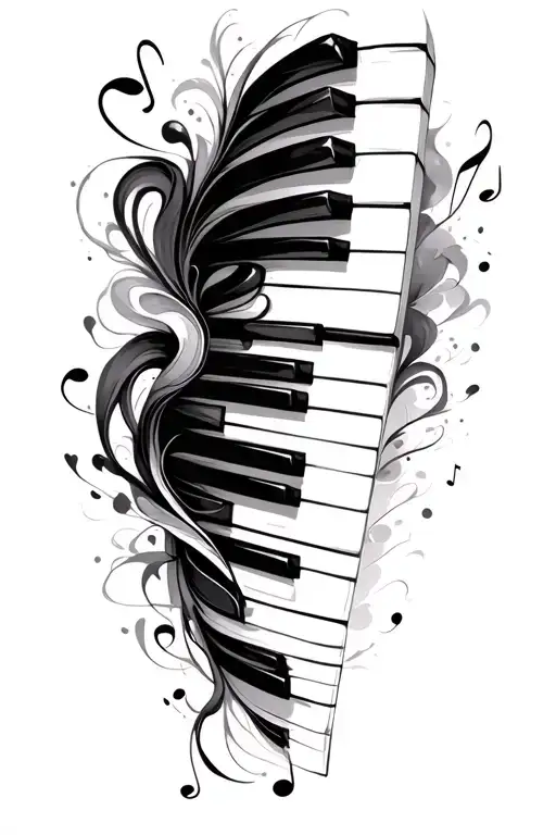 K Piano Keys And Notes Flowing