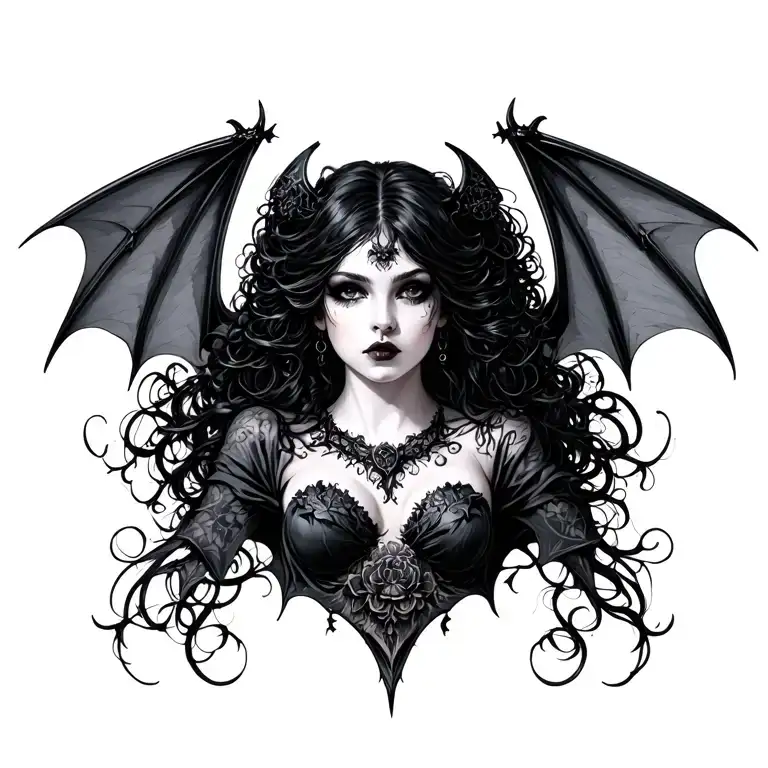 Feminine Gothic Bat Flying