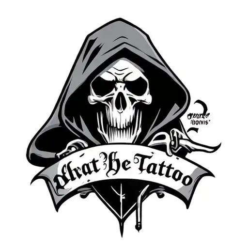 Hooded Reaper Only The Head With Inspirational Words At The Bottom