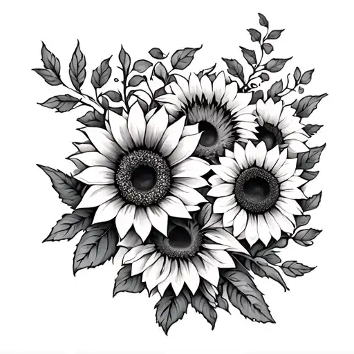 Full Arm Tattoo Design With Vines Wrapping Around The Arm With Sunflowers On The Shoulder
