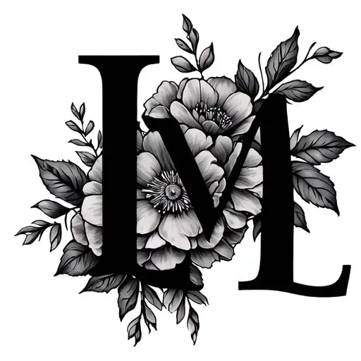 Letters L L M Intertwined In One With Flower