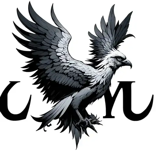 The 4 Letters L L M Intertwined In One With A Phoenix