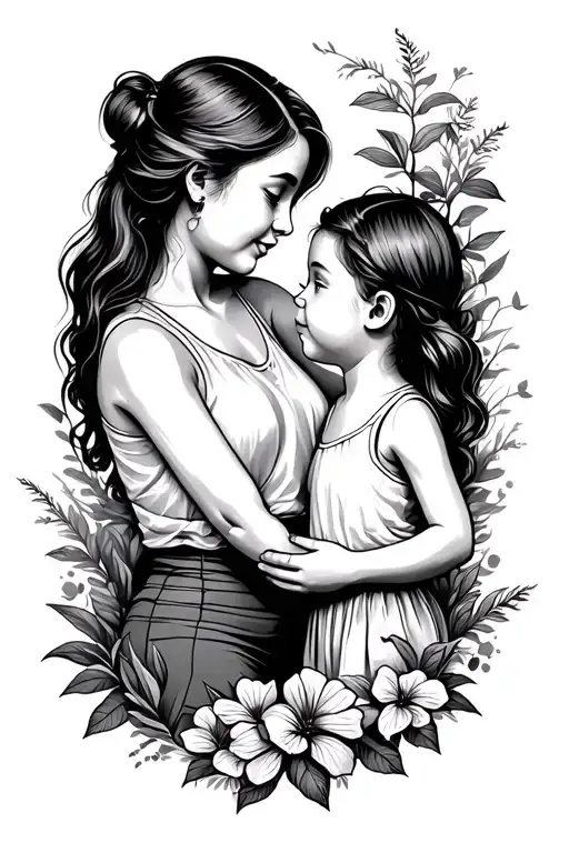 Outdoor Theme Represents Mom And Child