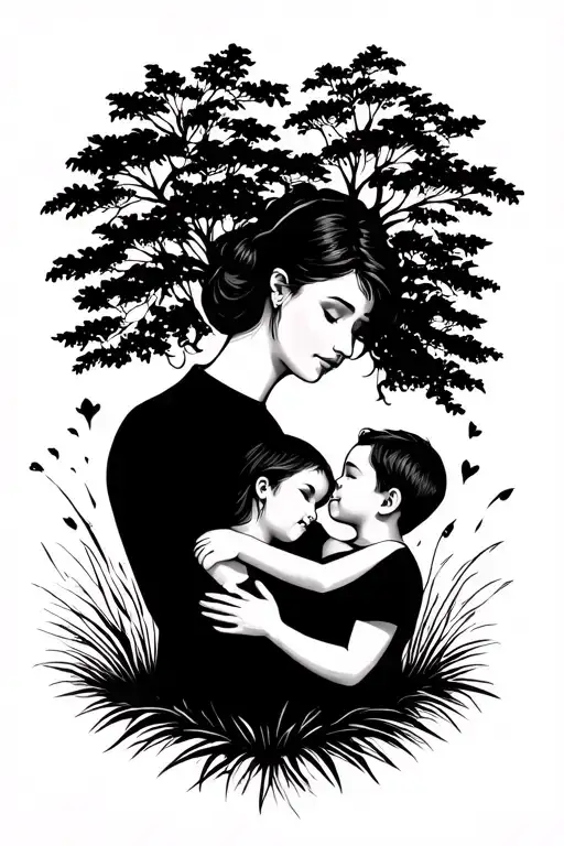 Outdoor Theme Represents Mom And Child But No Actual People