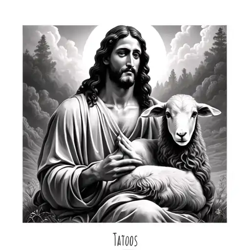 Jesus Finding Lost Lamb Realism Style