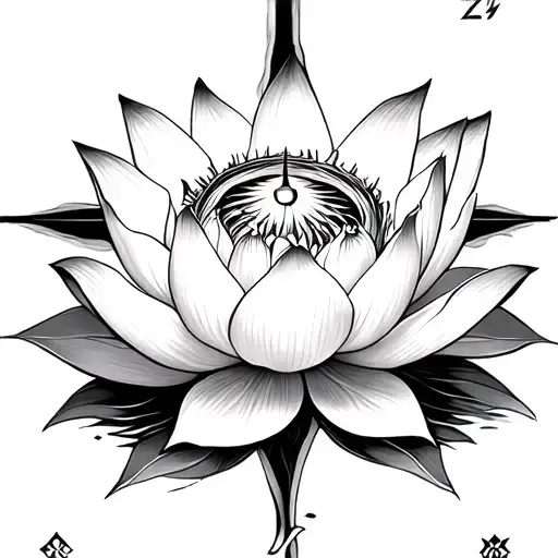 Lotus Flower In A Compass