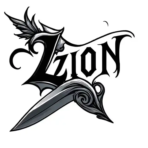 Word Zion On Top Of A Curvy Dagger