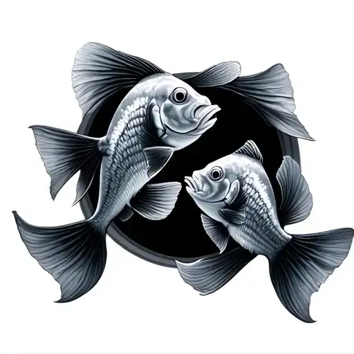 2 Small Coi Fish Swimming In A Circle