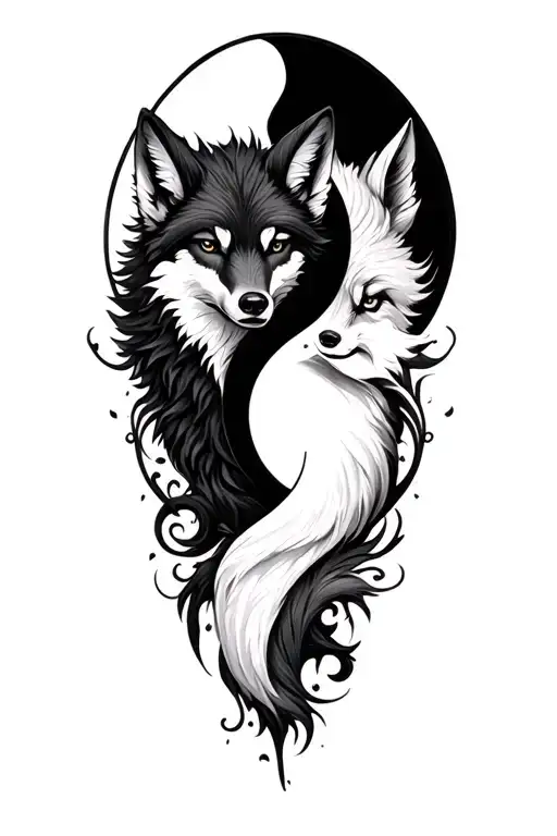 Fox And Wolf Yin Yang Design
