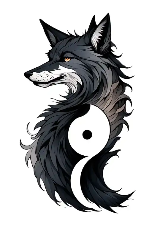 Fox And Wolf Yin Yang Design