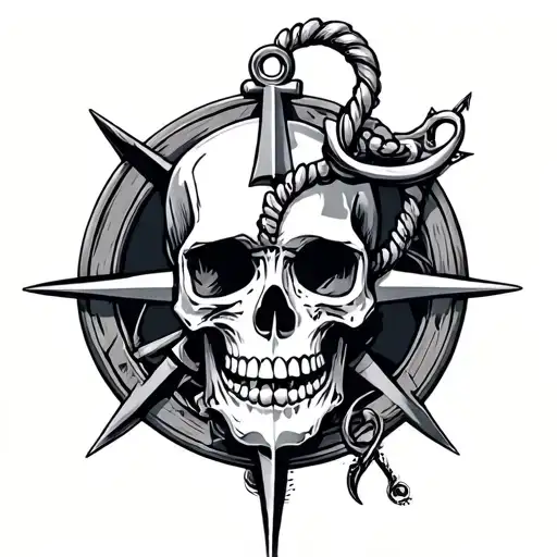 Anchor Compass And Skull