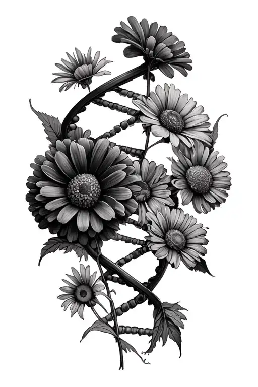 Dna With Daises And Marigolds