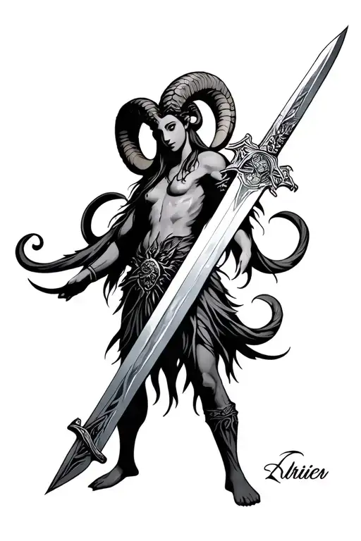 Zodiac Aries With Sword