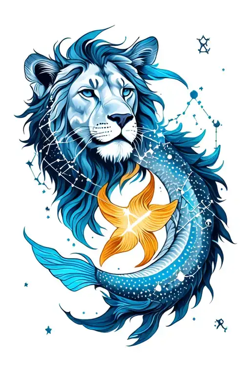 Leo With Pisces Constellation Intertwined