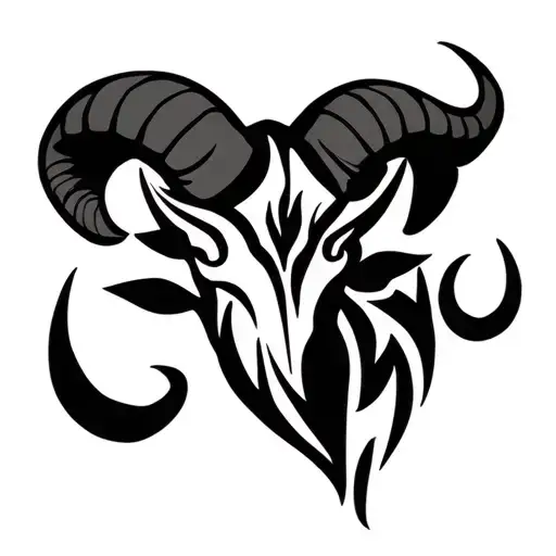 Aries Sign Tribal Design
