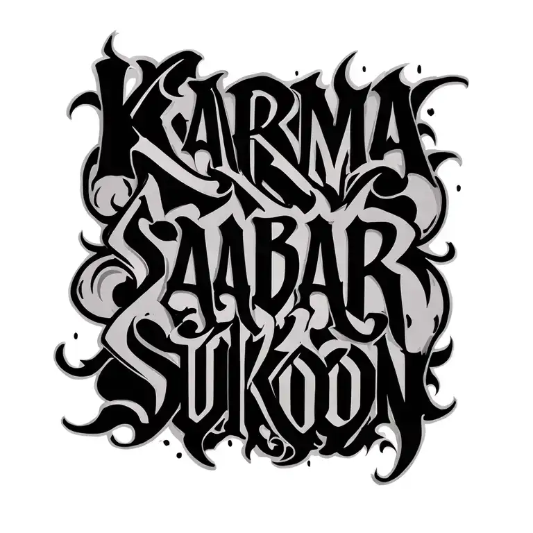 Karma Sabar Sukoon Text Tattoo Design