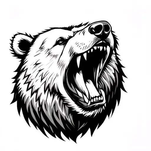 Bear Head Roaring Fiercely