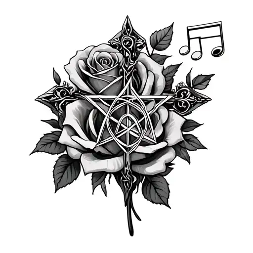 Roses Cross And Pentagram With Notes
