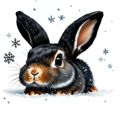 Simple Bunny With Snowflakes Falling