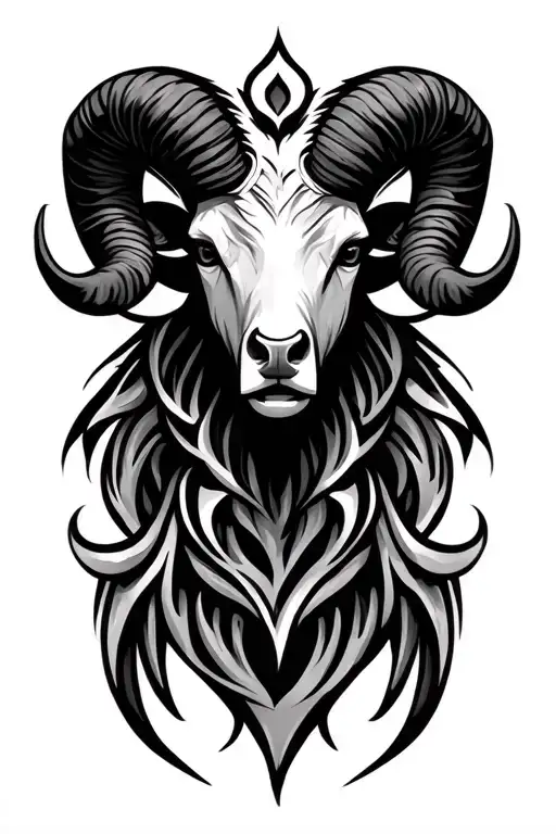 Aries Sign Tribal Design