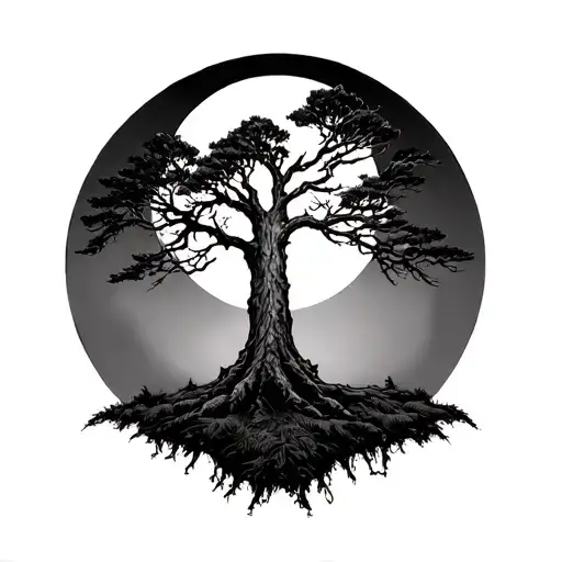 Tony Redwood Tree With Moon