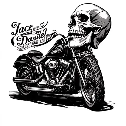 Jack Daniels And Harley Davidson With Skull