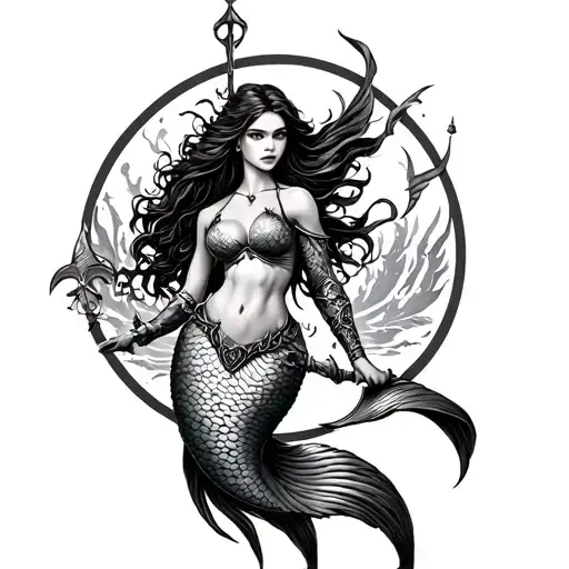 Mermaid Warrior Wielding