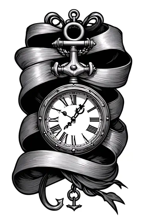 Anchor Clock Mechanical Ribbon Wrapped