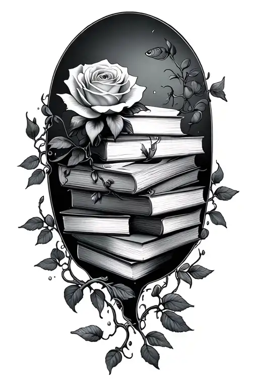 Rose Vines Underwater With Fish And Books Swimming