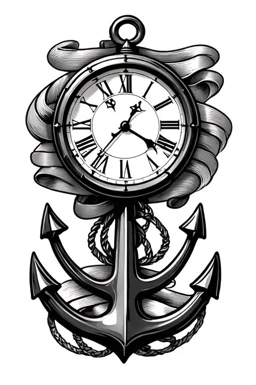 Anchor Clock Mechanical Ribbon Ship Sailing