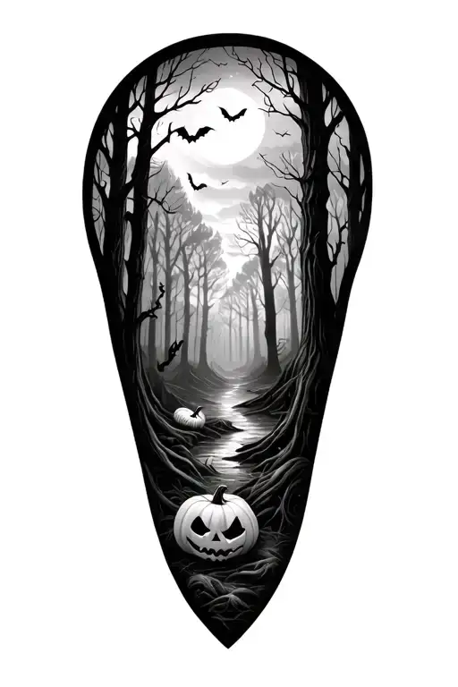 Black And Grey Halloween Theme Forest Filled