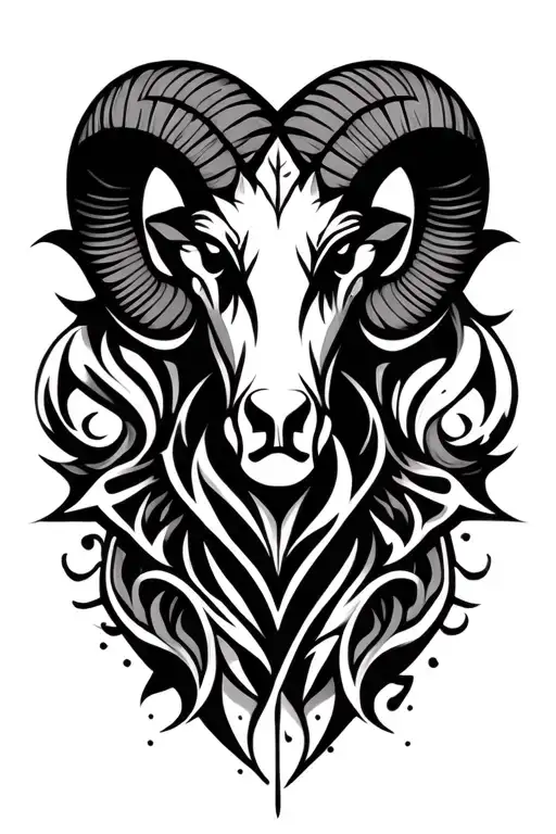 Aries Sign Tribal Design