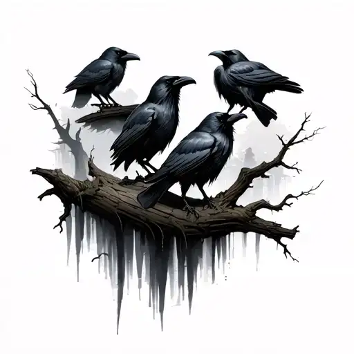 Creepy Forest Sceneew With Ravens