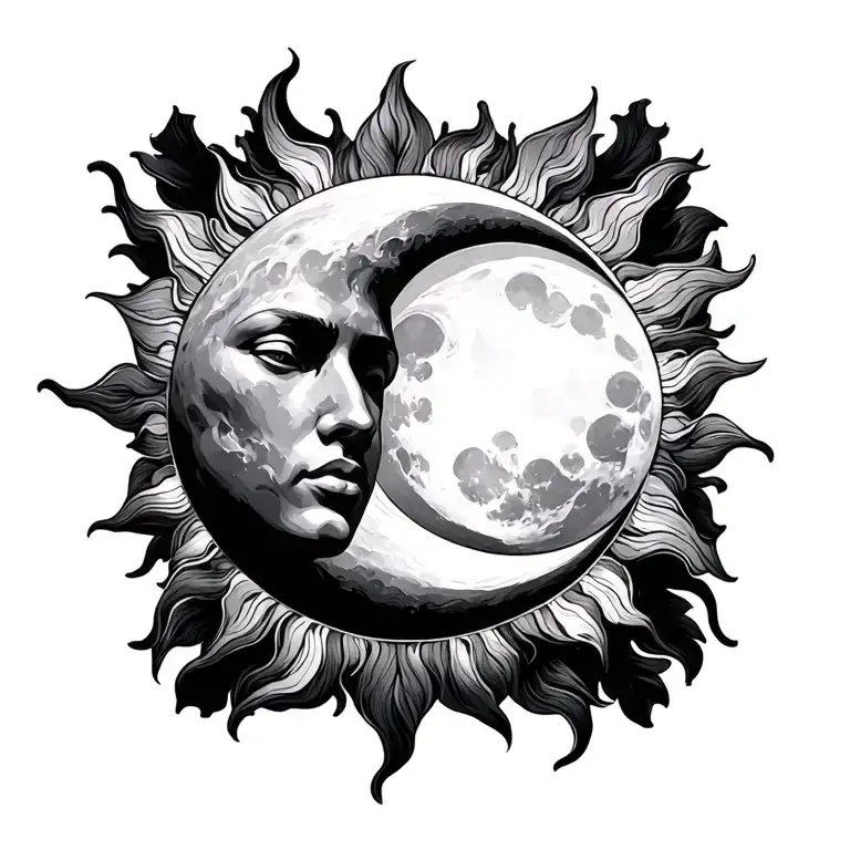 Sun And Cresent Moon Together
