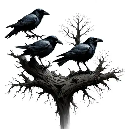 Creepy Forest Scene With Ravens