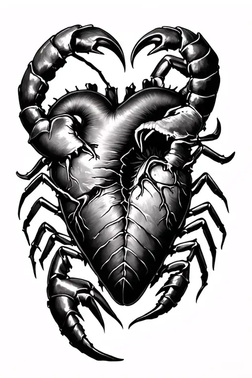 Scorpion Ripping Heart In Half Sleeve