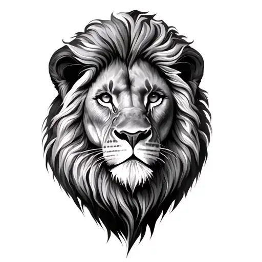 Black And White Realistic Lion And Balance