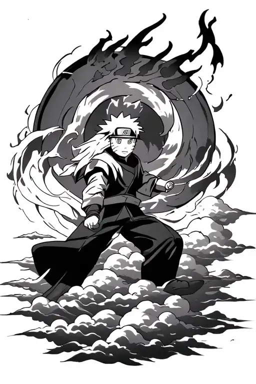 Naruto Curse Seal With Clouds Below With Kid Naruto And The Nine Tailed Fox Tattoo idea