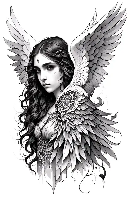 Half Human Half Seraphim Angel