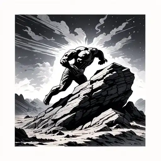 Sisyphus Pushing A Rock